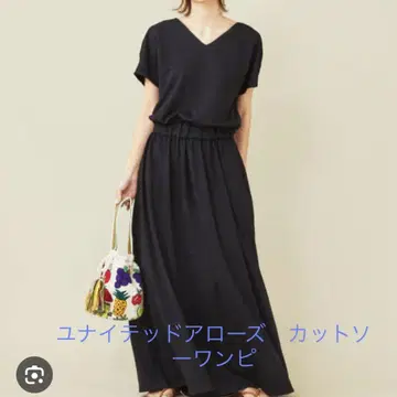 미사용급 UNITED ARROWS 티셔츠 롱 원피스 블랙
