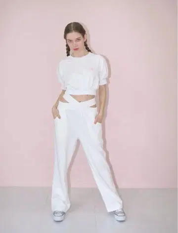 미야미야 SS 'm' cross sweat pants -WHITE-