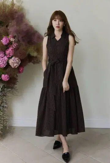 herlipto striped sleeveless long dress