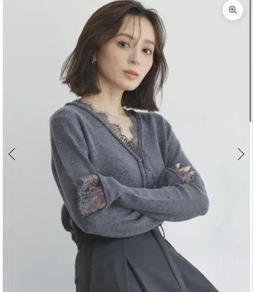 미사용 새상품 택 포함 아뉴앙스 아이래쉬 레이스 트리밍 니트