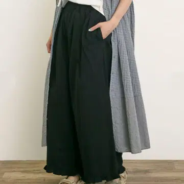 사만사 모스모스 면마 밑단 프릴 팬츠 (블랙)