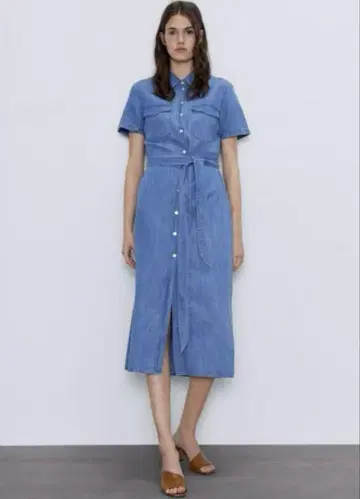 Zara 데님 셔츠 원피스