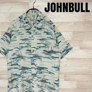 JOHNBULL 죤불 반팔 레이온 일본풍 패턴 알로하 셔츠 L