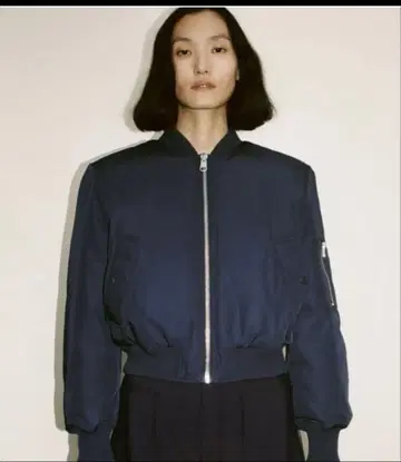 숏 기장 봄버 자켓 MA-1 네이비
