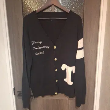 Tommy 블랙 가디건 L