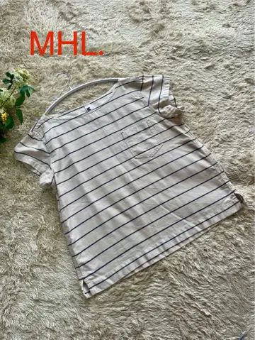 [ MHL. ] 마가렛호웰 면 린넨 보더 풀오버 셔츠 사이즈 III