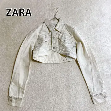 ZARA 메탈릭 크롭 데님 자켓 XS