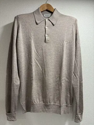 JOHN SMEDLEY 베이지 긴팔 피케 셔츠 dorset