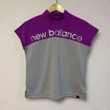 new balance 하이넥 반팔 셔츠 보라색/회색 여성용 S 사이즈