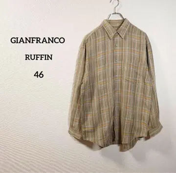 GIANFRANCO RUFFIN 셔츠 긴팔 46 체크 무늬 브라운 남성용