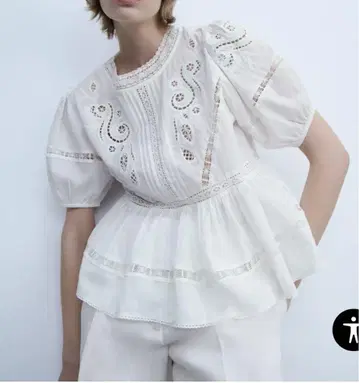ZARA 자라 ZW COLLECTION 로맨틱 자수 블라우스 M
