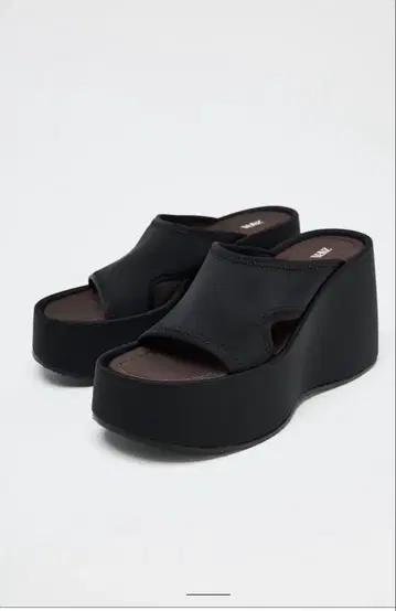 ZARA 탑 스티치 웨지 샌들 36