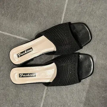 힐 니트 뮬 여성용 샌들 캐주얼 5cm 힐