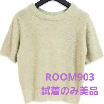 ROOM903 구매 보송보송 라메 믹스 반팔 니트 모헤어풍 파스텔 컬러
