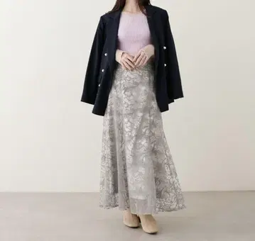 natural couture 길이 조절 튤 자수 레이스 스커트