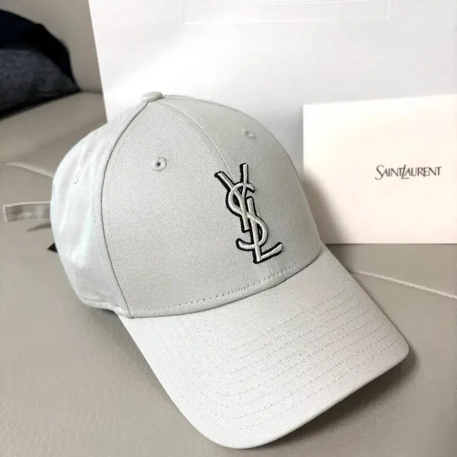 Saint Laurent x New Era YSL Monogram Cap Ecru White #생로랑모자