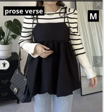 미사용 prose verse 플라워 자카드 벌룬 페플럼 리본 뷔스티에