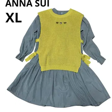 ANNA SUI 안나수이 XL 니트 베스트 원피스, 비쥬 리본