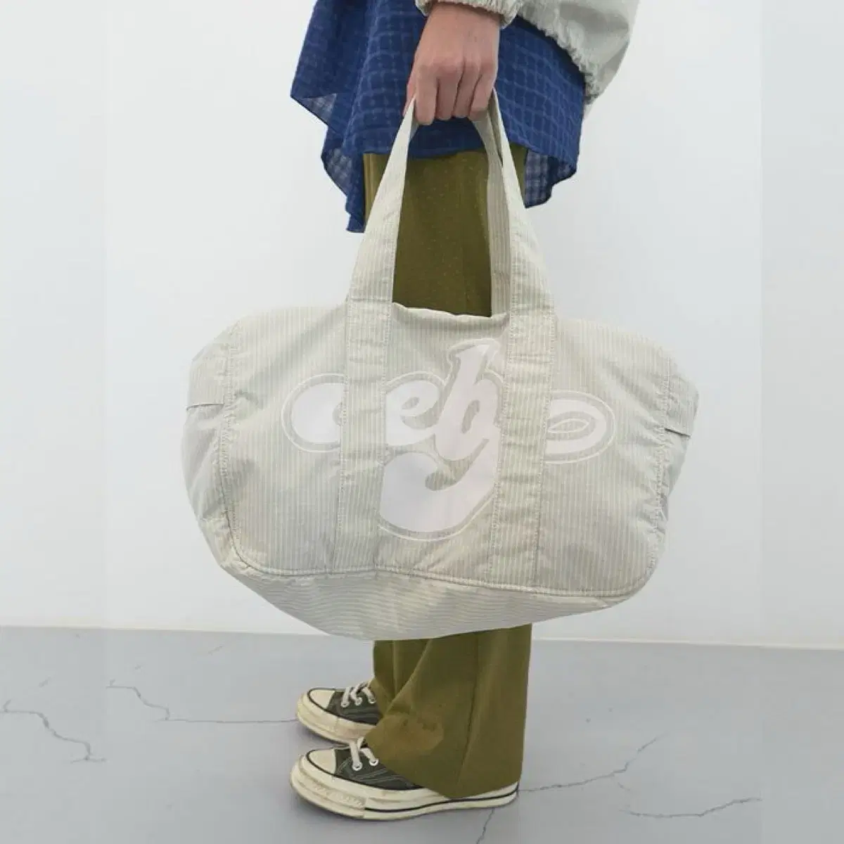 ENZO BLUES ♥ Surf Logo Check Shoulder Bag / 追跡付 Enzo Blews Surf Logo Check Shoulder Bag (Beige) #엔조블루스