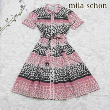 mila schon 밀라 쇤 꽃무늬 원피스 둥근 카라 반팔 셔츠 원피스