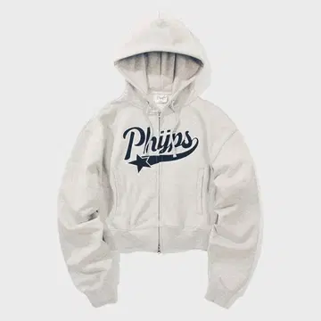 한국 PHYPS 여성 크롭 스타 테일 집업 후드티