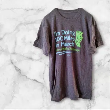 1점 한정 100 Miles in March 반팔 티셔츠 상의 그레이
