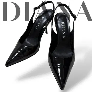 새상품급 DIANA 에나멜 펌프스 스트랩 블랙 23cm
