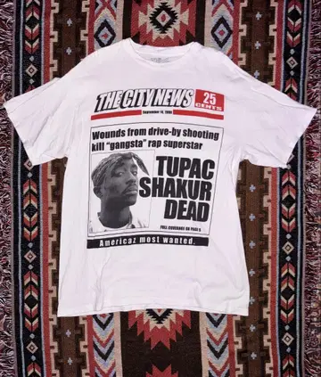 [00s]2PAC THE CITY NEWS Tshirt XL