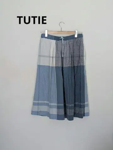TUTIE. 츠치에 빅 타탄 체크 린넨 롱 스커트