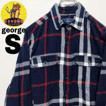 USA 구제 의류 george 플란넬 셔츠 S 네이비 레드 체크