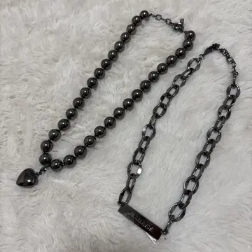JEANASIS 볼륨 2렌 하트 목걸이 (블랙)