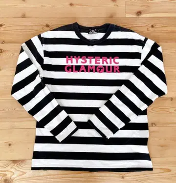 HYSTERIC GLAMOUR 긴팔 티셔츠 블랙 화이트 스트라이프