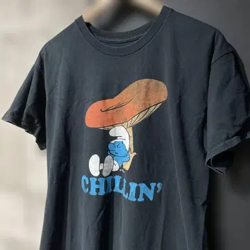 USA 구제 스머프 티셔츠 애니메이션 캐릭터 블랙 XL 숨은 인기