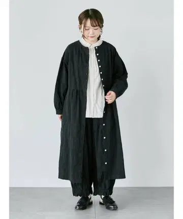 코튼 자카드 제품 염색 밑단 프릴 팬츠