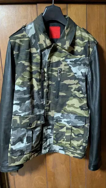 mabuya mabuya 카모 패턴 패치워크 자켓 소매 가죽