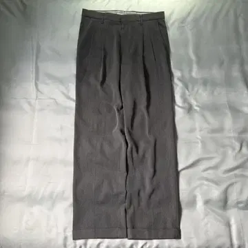 00s~ 직조 무늬 멜란지 블랙 그레이 폴리 투턱 와이드 슬랙스