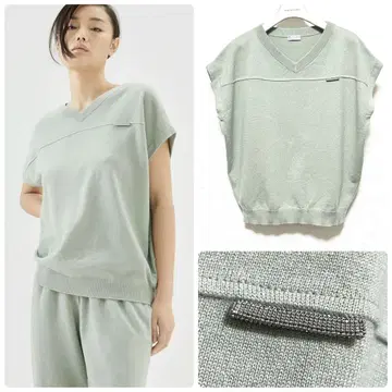 새상품급 브루넬로 쿠치넬리 캐시미어100 모니레 장식 XS 니트 탑