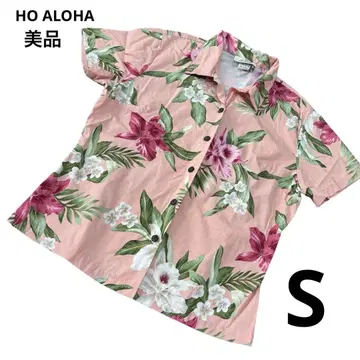 [새상품급] HO ALOHA 반팔 셔츠 알로하 셔츠 하와이 히비스커스 S