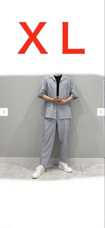 GU 셋업 시어서커 스트라이프 반팔 XL