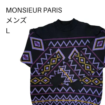 [새상품급] MONSIEUR PARIS 남성용 L 스웨터 기하학 패턴