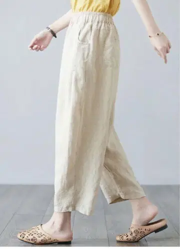 새상품 코튼 린넨 팬츠 면 린넨 아이보리 베이지