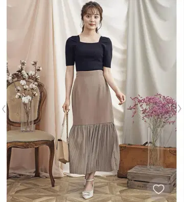 플리츠 절개 머메이드 스커트