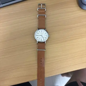 Timex 아날로그 시계 브라운 가죽