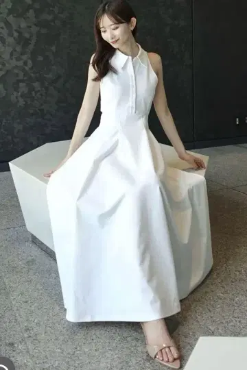 anuans 아메리칸 슬리브 컷 롱 원피스