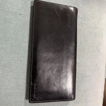 블랙 가죽 장지갑 카드 포켓 6개