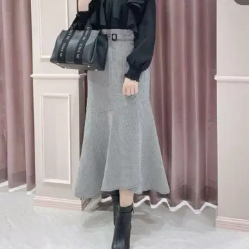anmille 안미르 슬림 벨트 언밸런스 헴 스커트 머메이드 스커트