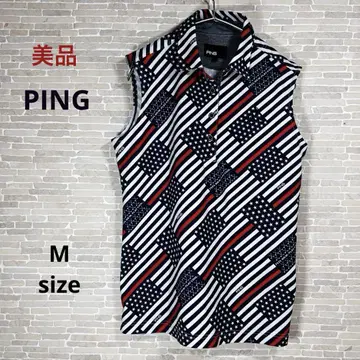 [ PING 새상품급 ] 성조기 패턴 흡한속건 슬리브리스 스트레치 셔츠