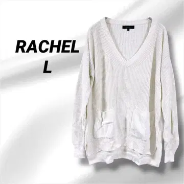 RACHEL Rachel Roy 화이트 V넥 니트 스웨터 L
