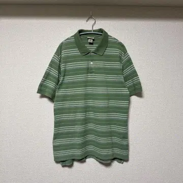 L.L.Bean 엘엘빈 피케 셔츠 보더 반팔 그린