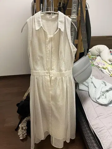 SNIDEL 슬리브리스 셔츠 원피스 화이트